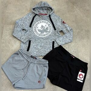 Womens CANADA WEATHER GEAR Hoodie Sweatshirt & Athletic Shorts, sz Medium….1 NWT